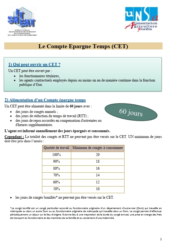 Fiche Pratique SNITEAT LE CET