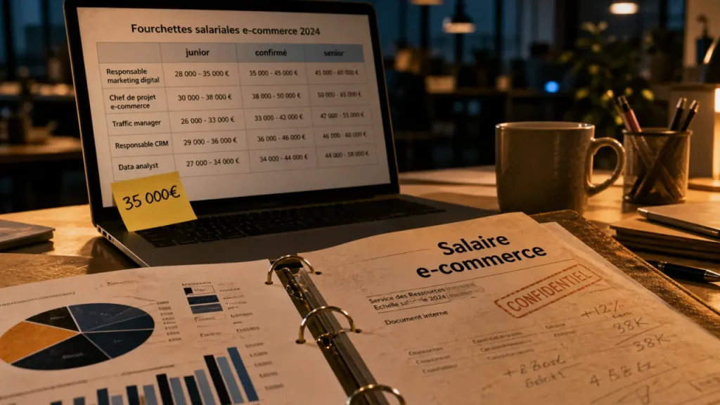 Salaire e-commerce en France : 35 000 € brut annuel, de 30 000 € à 104 000 €+ selon le poste