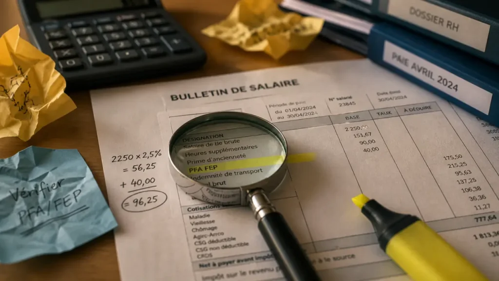PFA FEP sur le bulletin de salaire : comment vérifier la prime, le calcul et les absences