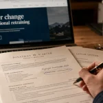 Reconversion professionnelle anglais : career change et retraining, CV en anglais sur bureau
