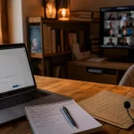 Télétravail sans expérience : bureau débutant avec laptop