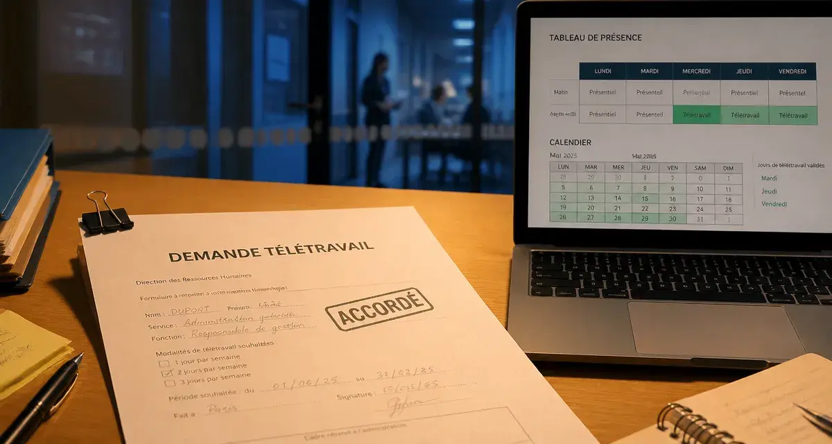 Télétravail fonction publique : demande et planning de présence sur site