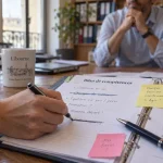 bilan de compétences libourne, classeur et dossier sur table