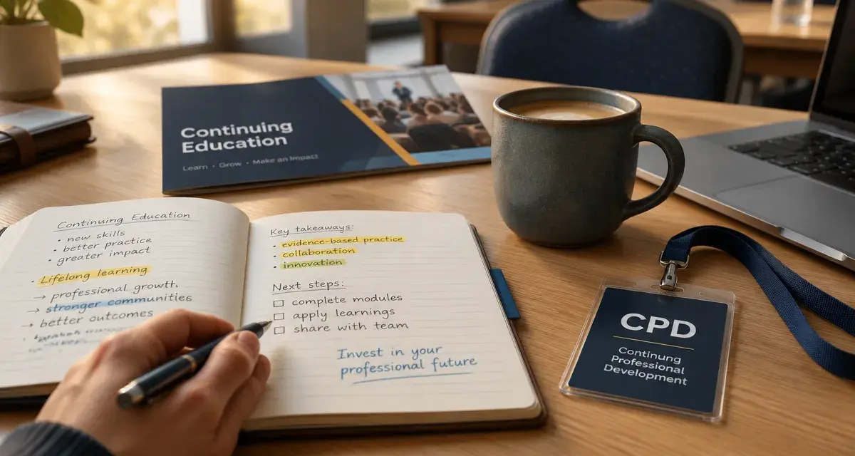 Formation continue en anglais CPD et contexte, carnet et badge CPD