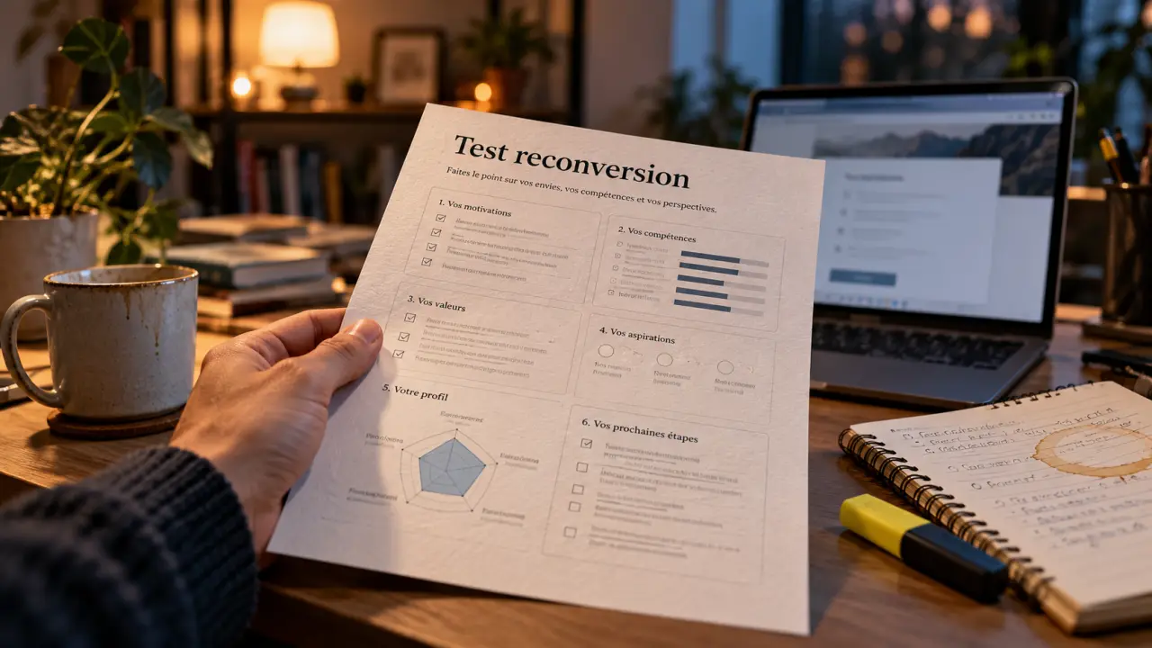 Test reconversion professionnelle : questionnaire sur bureau